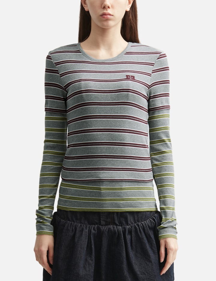 Ganni Long-Sleeve Top In Double Stripe