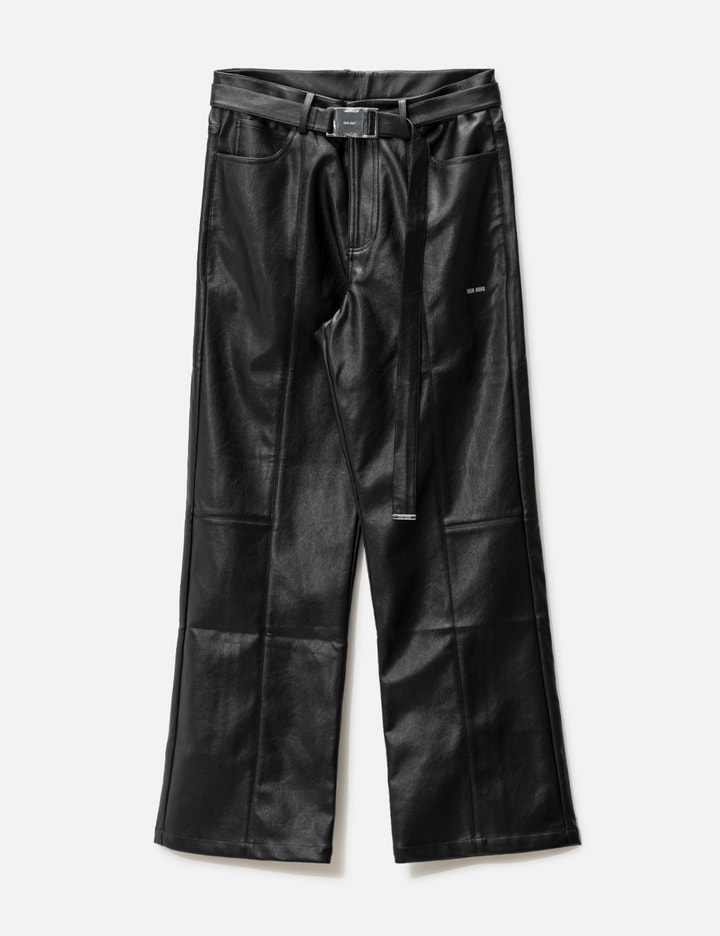 TEAM WANG DESIGN CASUAL FLARED FAUX LEATHER PANTS Placeholder Image