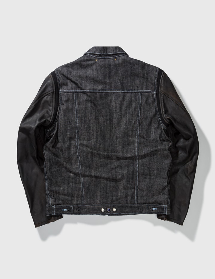 Neighborhood Denim With Leather Sleeves Jacket Placeholder Image