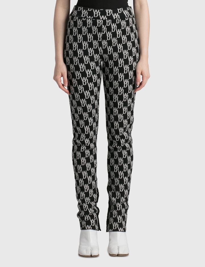 WE11 DONE FITTED KNIT JACQUARD TROUSERS