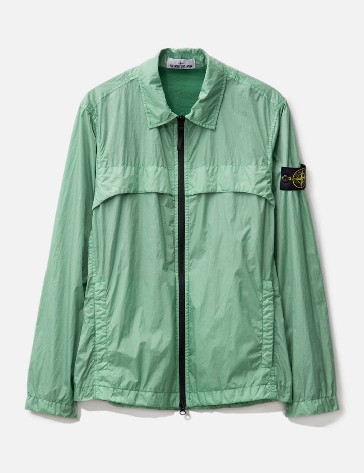Shop Stone Island Garment Dyed Crinkle Reps R-ny Hooded Jacket In Green