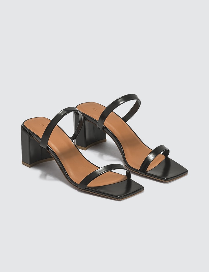 Tanya Black Semi Patent Leather Sandals Placeholder Image