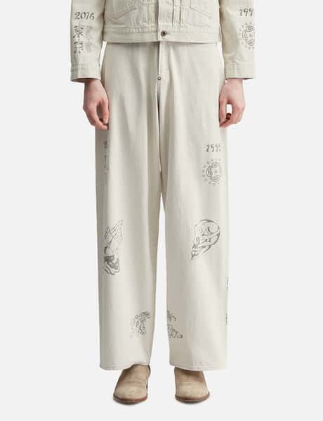 Tattoo Flash Print Modern Denim Wide Cut view 10