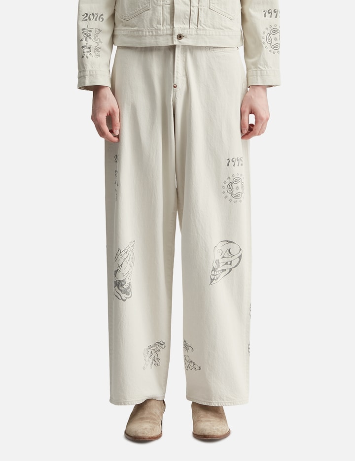 SUGARHILL Tattoo Flash Print Modern Denim Wide Cut