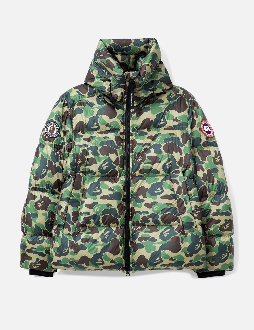 BAPE Canada Goose ABC Camo Crofton Puffer - 迷彩羽絨外套，內裡全新，袖有輕微污漬 | HBX