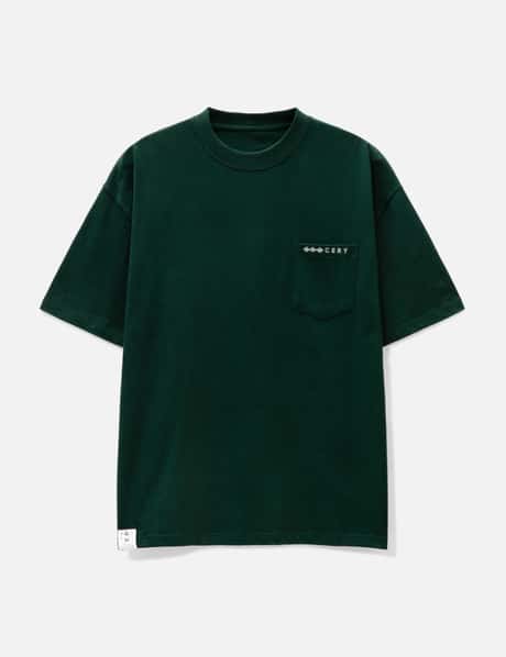 Grocery グロサリー TEE-060 フロッキング ロゴ ポケット Tシャツ