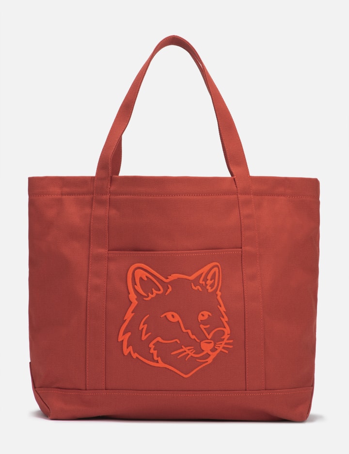 Maison Kitsuné Bold Fox Head Large Tote Bag In Red
