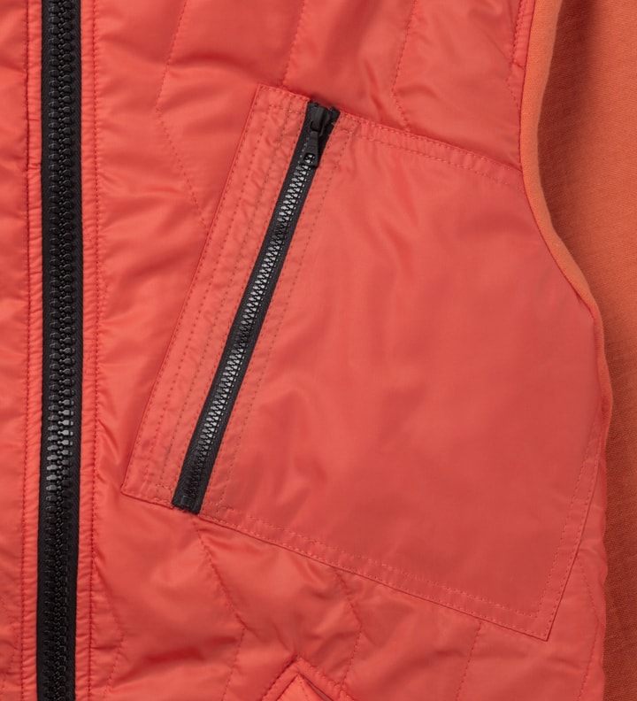 Orange Zip Front Quilted Bomber Jacket Placeholder Image