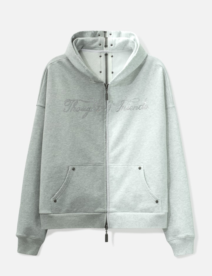"Nyra" Two-Toned Zip-Up Hoodie With Detachable Fur Trim Hood view 3