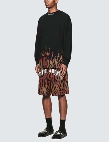 Palm Angels - Tiger Flames Logo Over Long Sleeve T-Shirt | HBX 