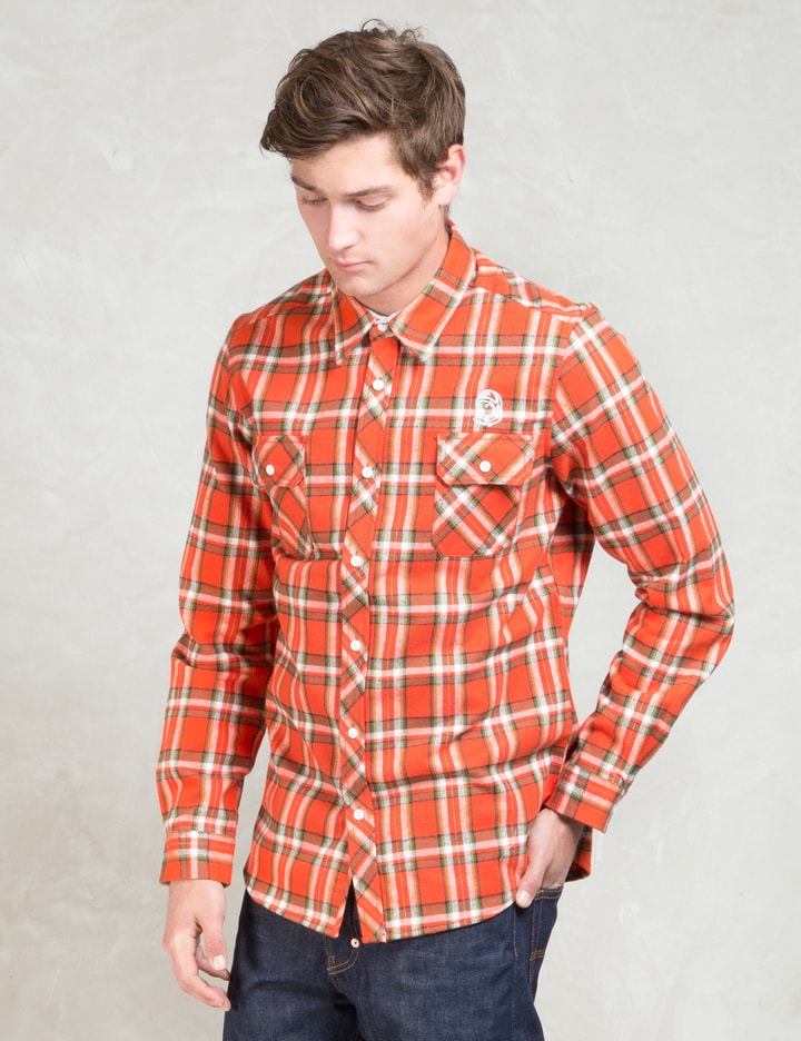 Orange L/S Billionaire Layer Heavy Flannel Shirt Placeholder Image