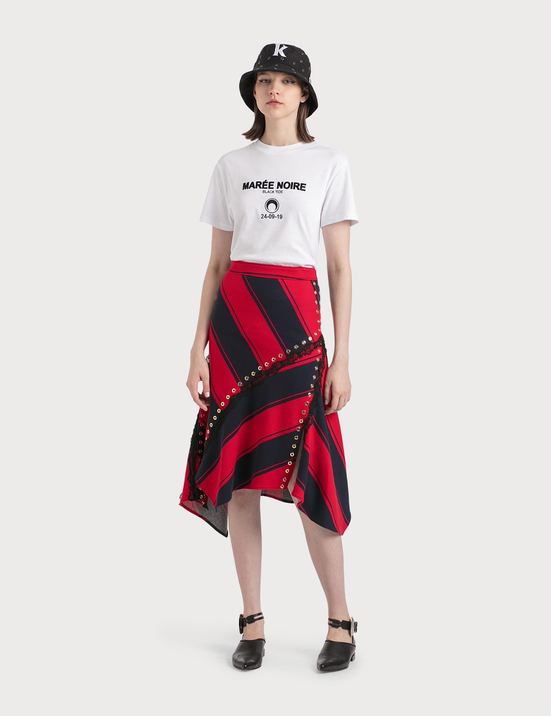 Stripy Asymmetrical Midi Skirt view 12