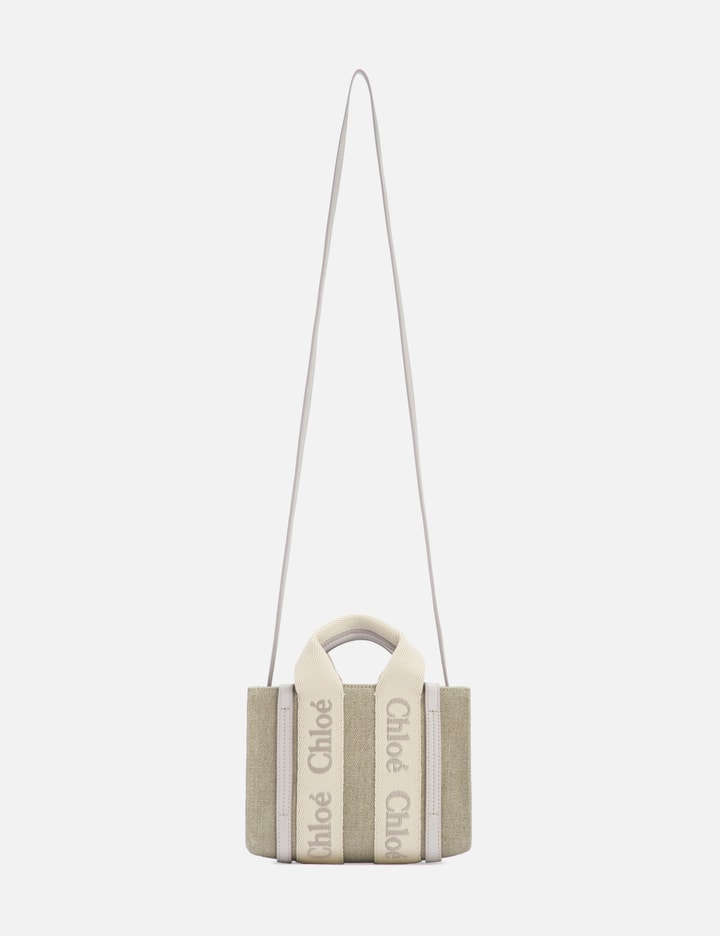 Mini Woody Tote Bag In Linen & Leather Placeholder Image