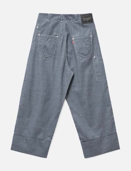 X Levi's Wool Pinstriped Wide Cropped Pants view 8