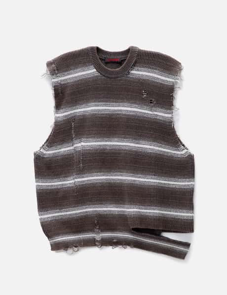 LUU DAN Bleach Striped Sweater Vest