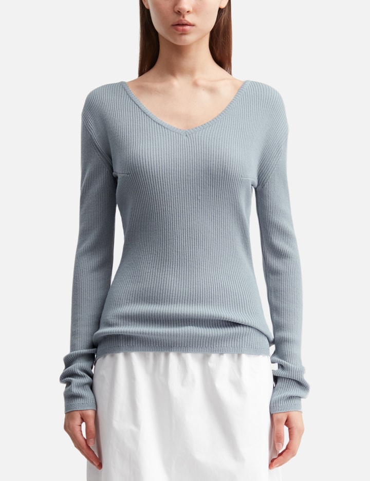 G Classic Rib V-Neck Knit view 3
