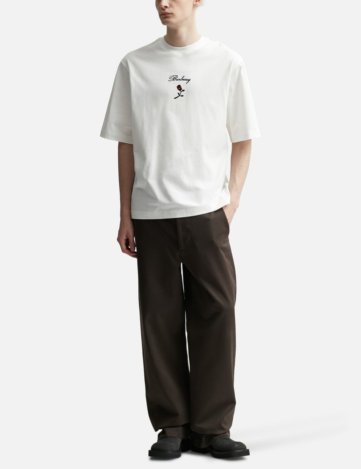 Shop Burberry Logo Rose Cotton T-shirt In White