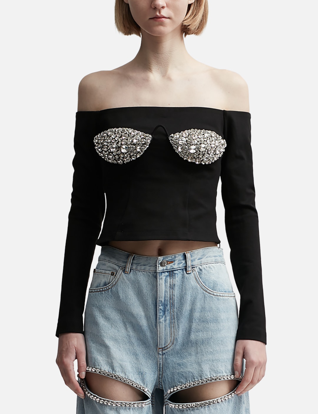 Embroidered Crystal Cup Long Sleeve Top view 13