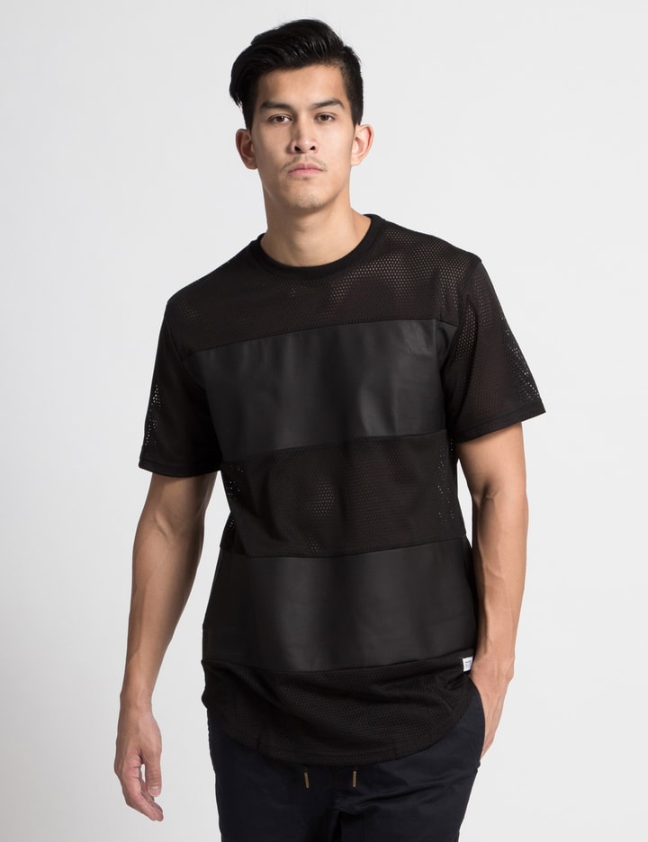 Black Leather Mesh Panel T-Shirt Placeholder Image