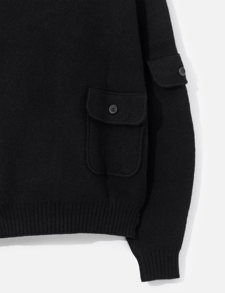 COOR Wool Cropped Pocket Crewneck Sweater