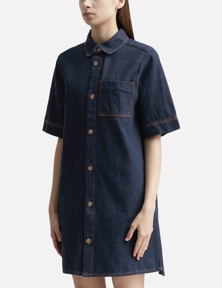 apc denim shirt dress A.P.C. Relaxed Oversized Denim Dress With Classic Collar