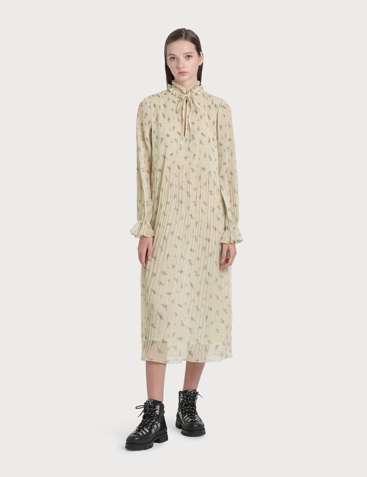 ganni pleated georgette midi dress Ganni Pleated Georgette Midi Dress