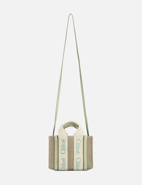 Chloé Mini Woody Tote Bag In Linen & Leather