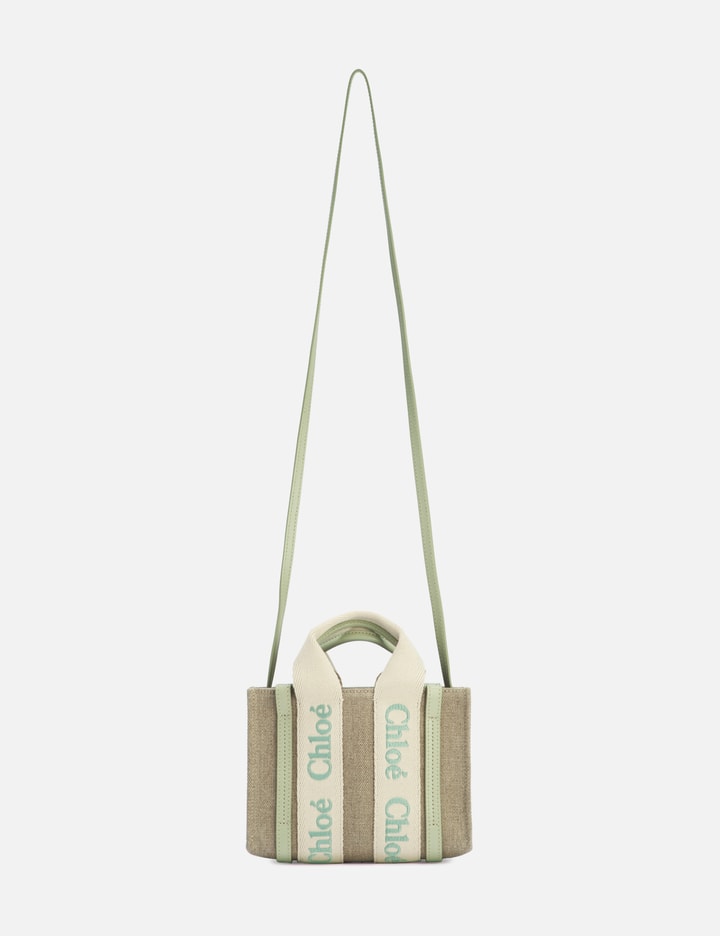 Mini Woody Tote Bag In Linen & Leather Placeholder Image