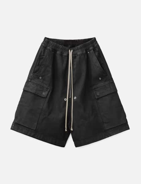 リックオウエンス・ダークシャドウ CARGOBELA SHORTS IN BLACK WAX DENIM