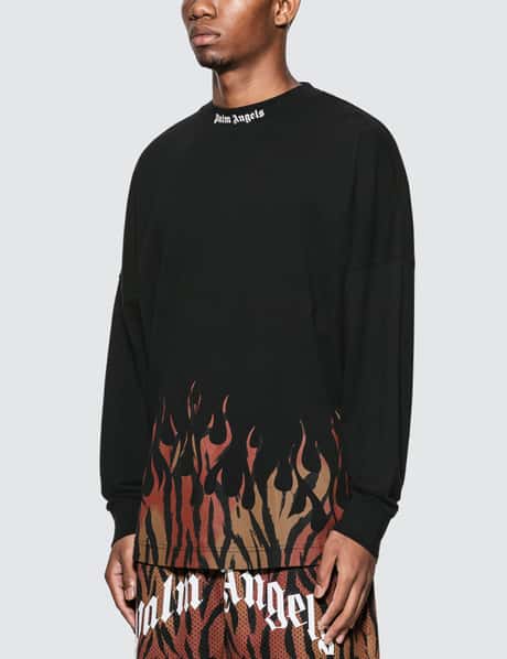 Palm Angels Burning Flame T-shirt in Black for Men