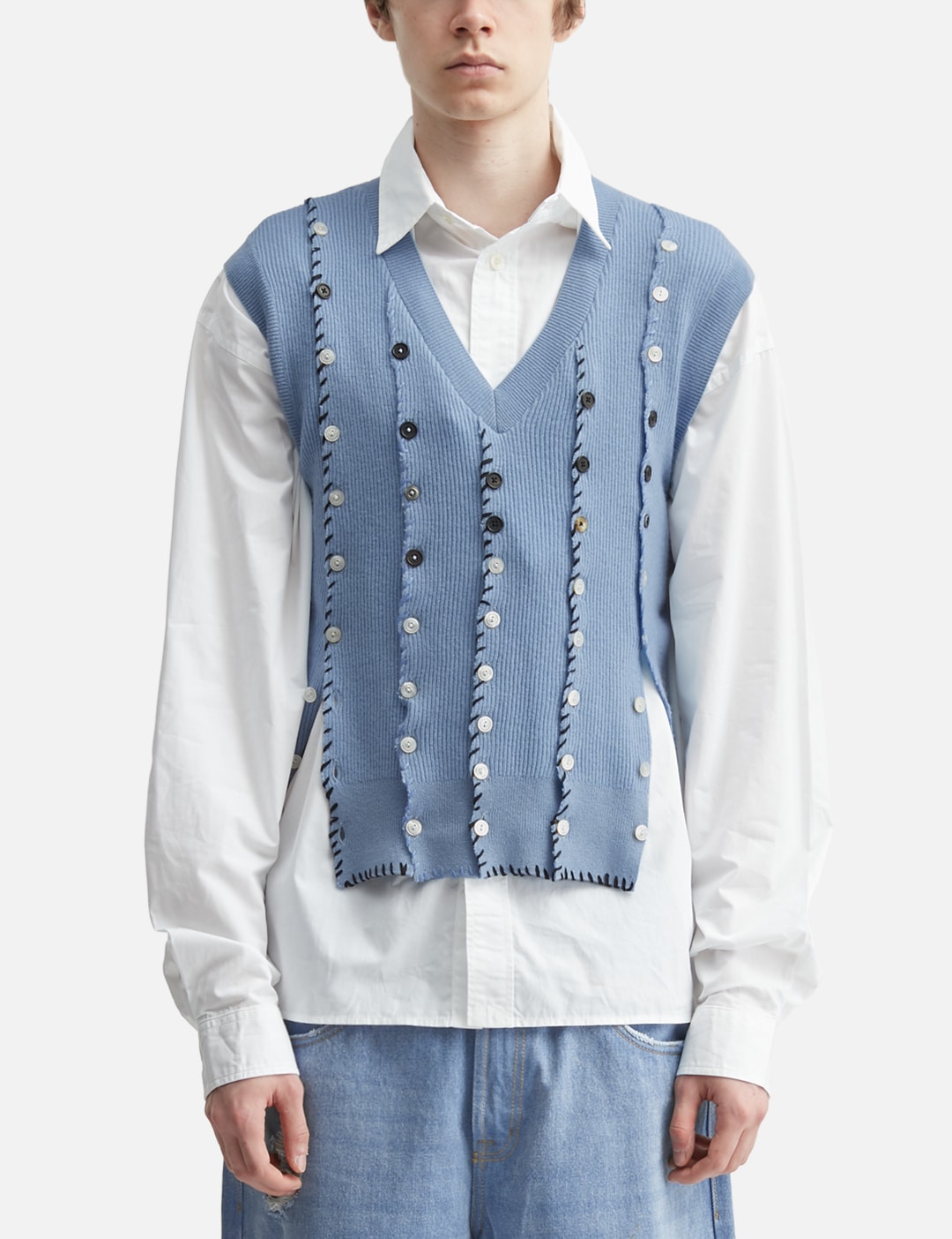 Light Blue Button Vest view 18