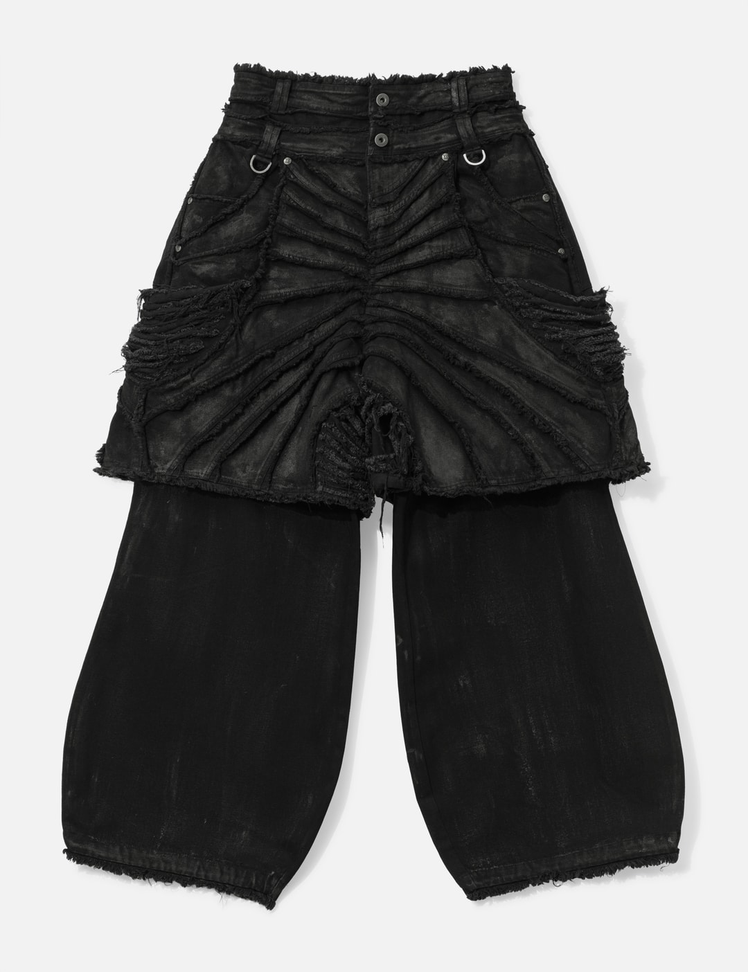 Attached Detachable Waxed Distressed Denims view 11