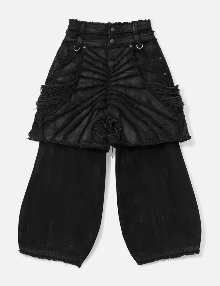 Thought We Friends Attached Detachable Waxed Distressed Denims