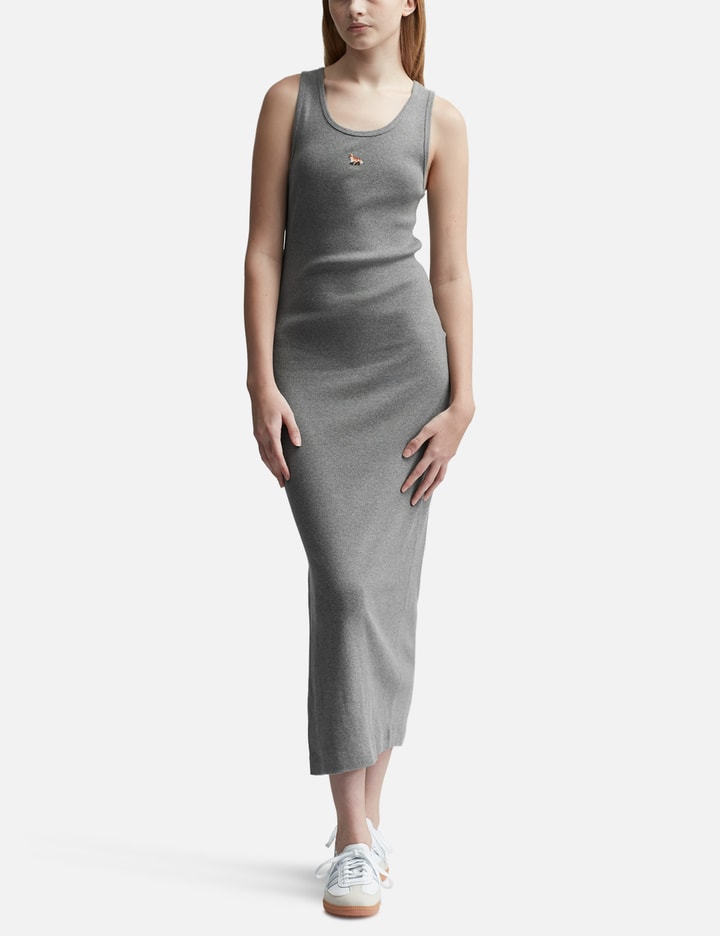 Shop Maison Kitsuné Baby Fox Ribbed Tank Dress In Grey