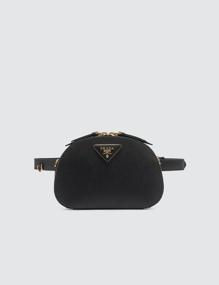 Prada Odette Black Leather Logo Detailed Belt Bag