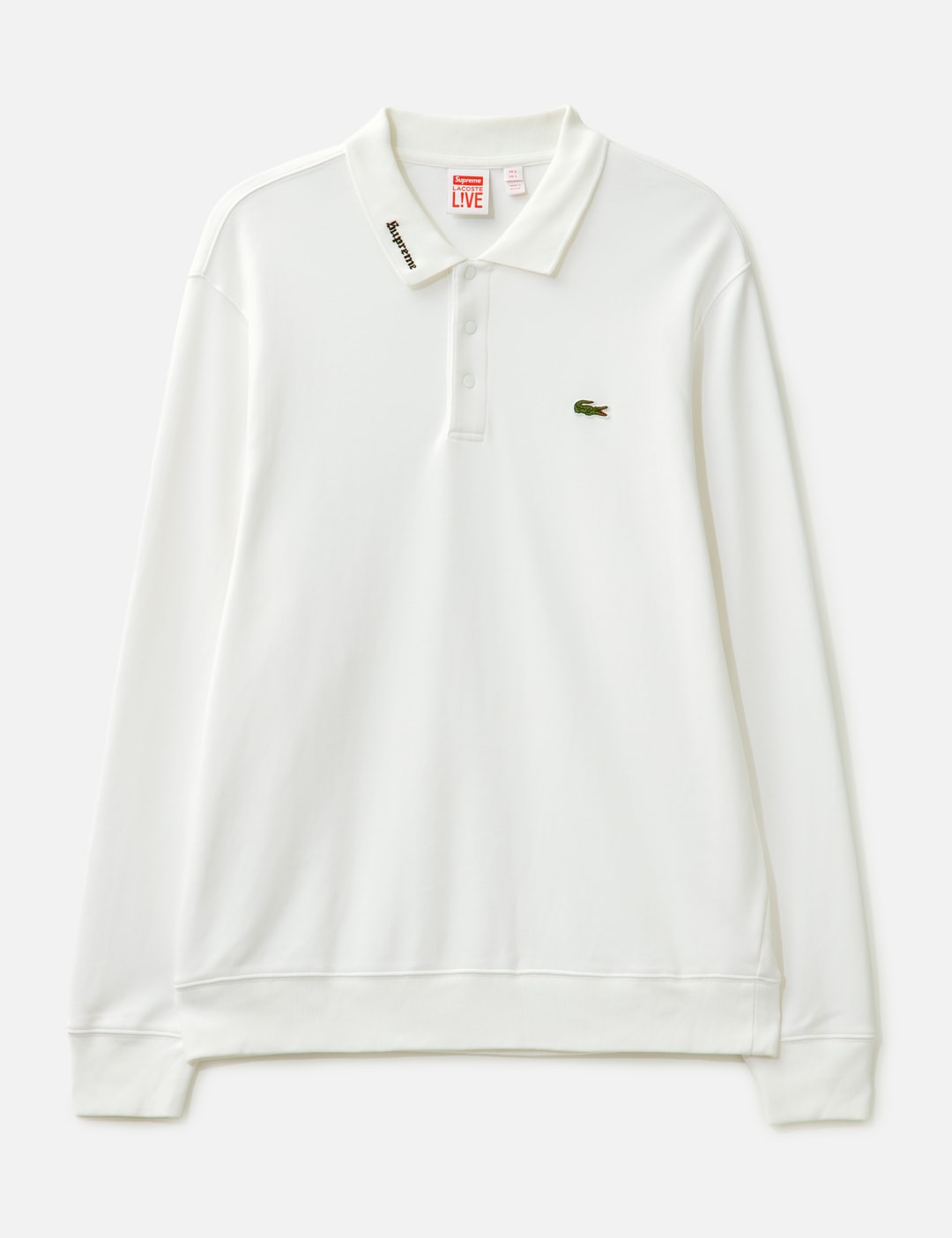 Supreme Lacoste Long Sleeve Polo - White, good condition, minor 