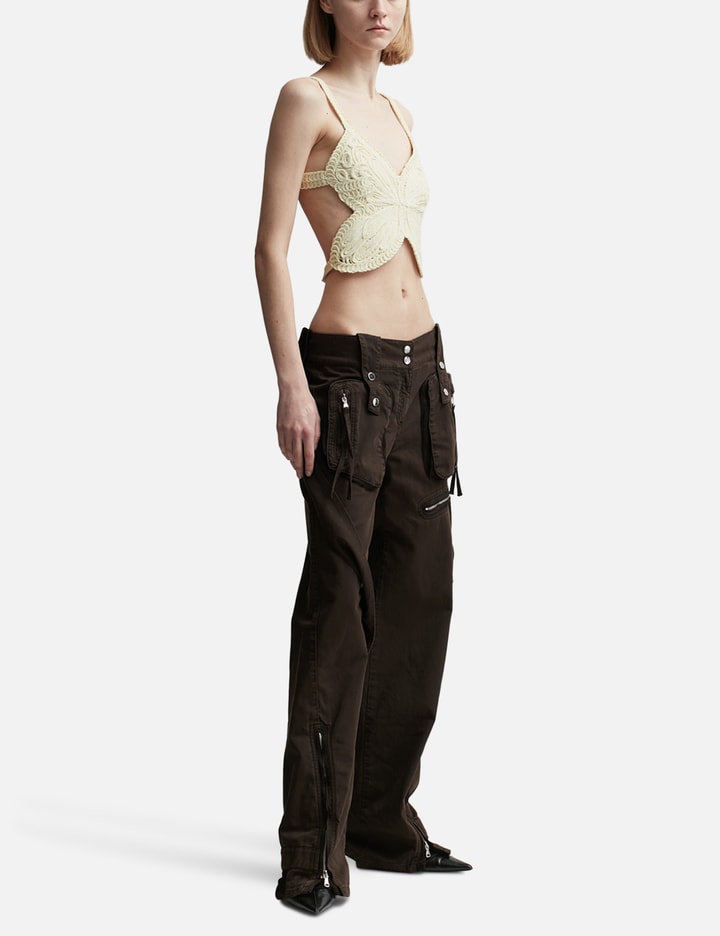 Shop Blumarine Cargo Pants With Satin Inserts In Brown
