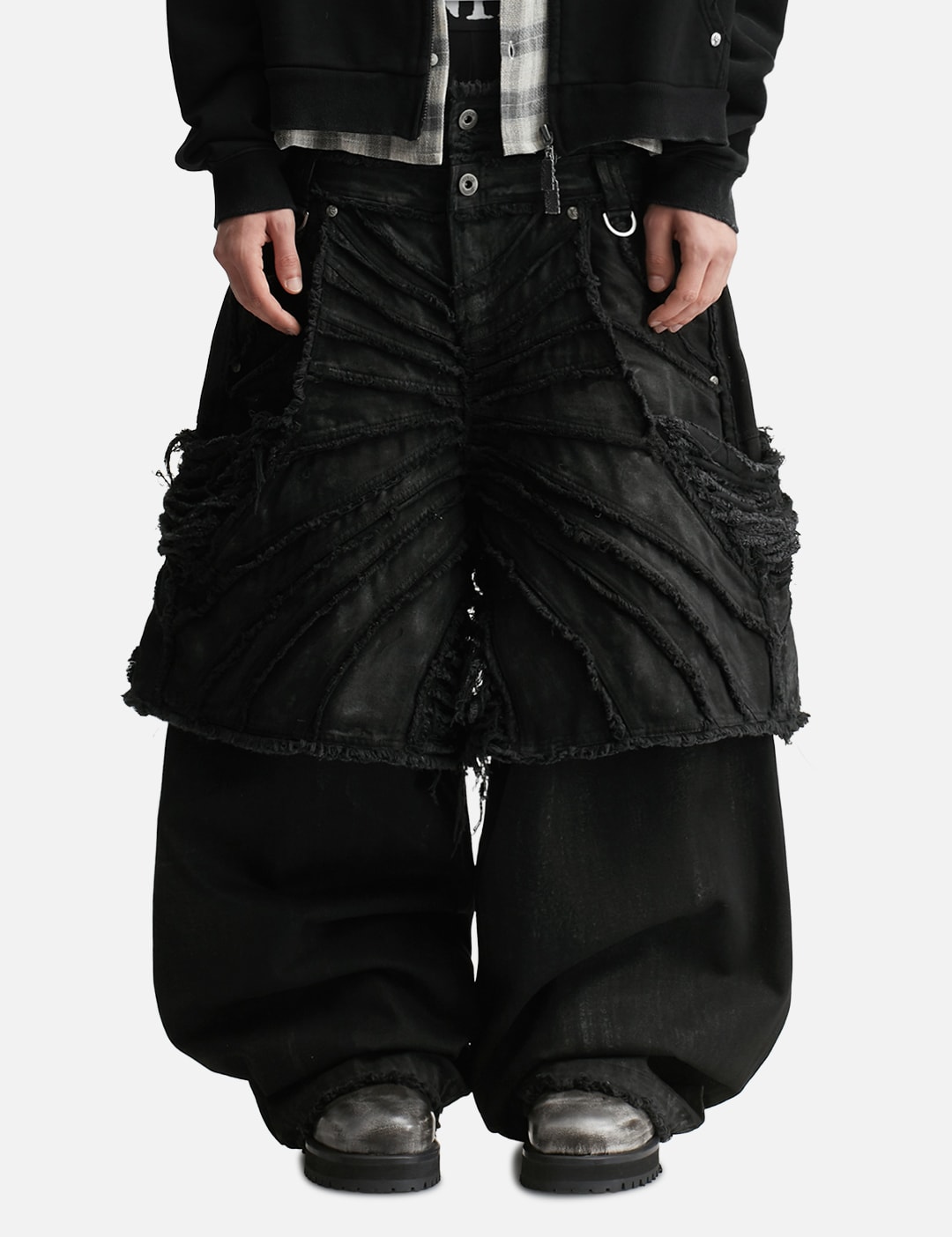 Attached Detachable Waxed Distressed Denims view 19