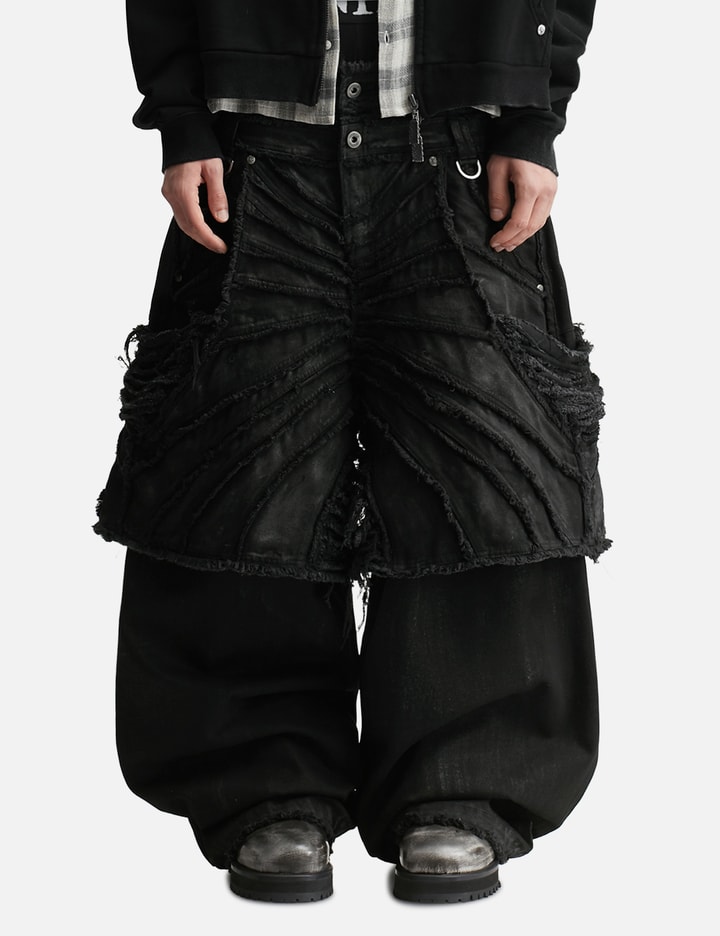 Thought We Friends Attached Detachable Waxed Distressed Denims