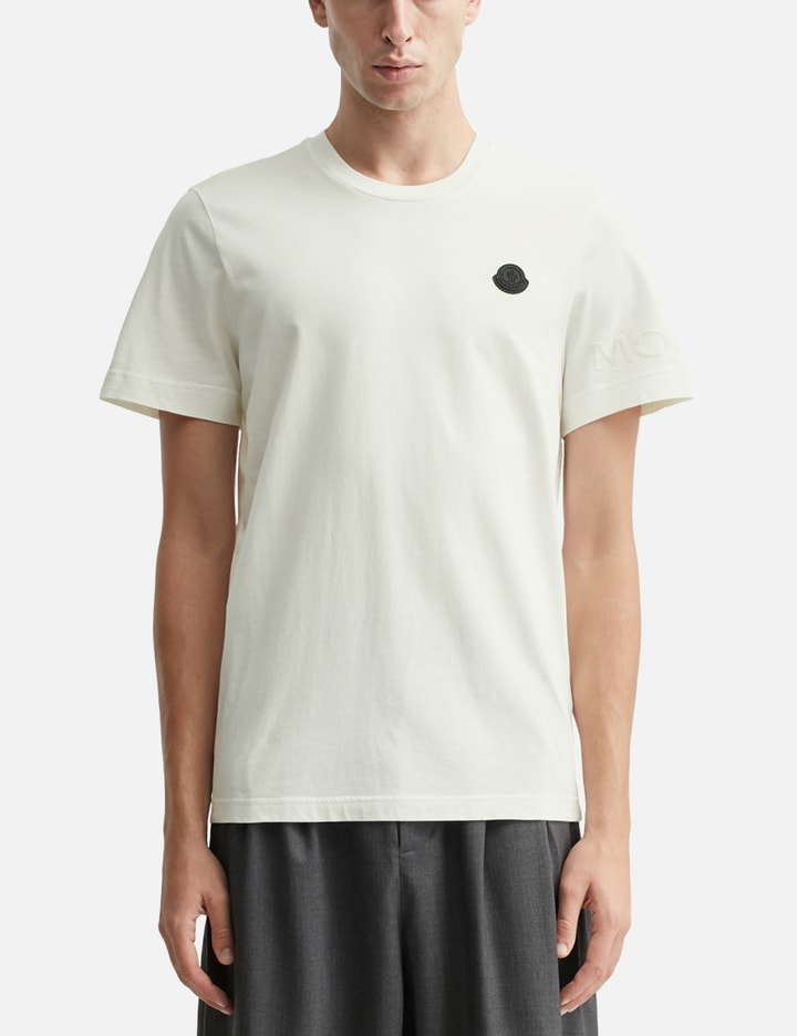 Moncler Cotton Jersey T-shirt With Contrasting Logo Patch In White