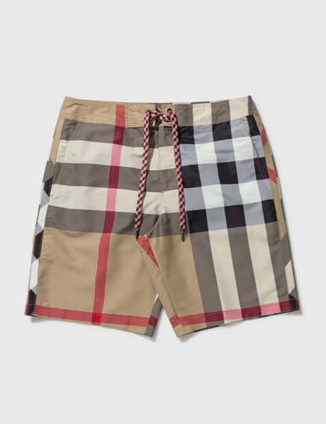 Burberry Men's Camouflage Check Cotton Tailored Shorts