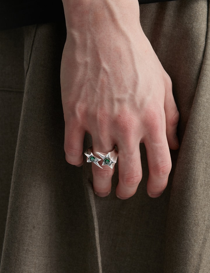 Twojeys Green Two Stone Ring In Metallic