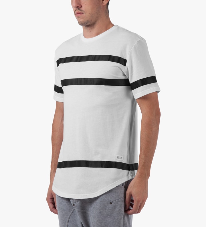 White Thin Stripe Elongated T-Shirt Placeholder Image