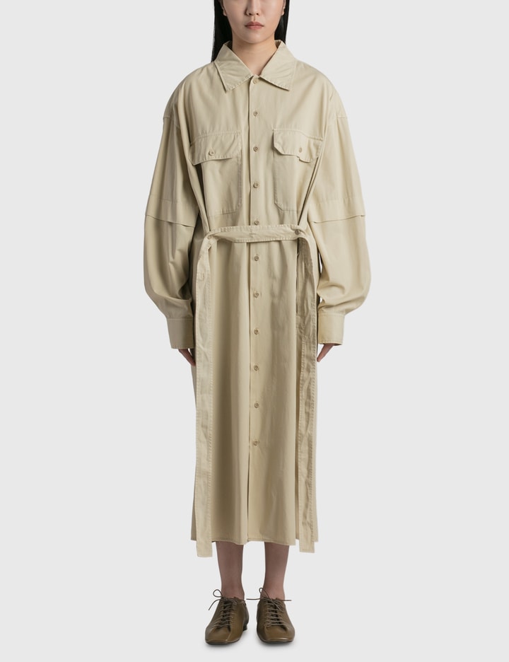 lemaire shirt dress ASYMMETRICAL SHIRT DRESS IN DRY SILK - Oat Milk - Dry Silk - Women
