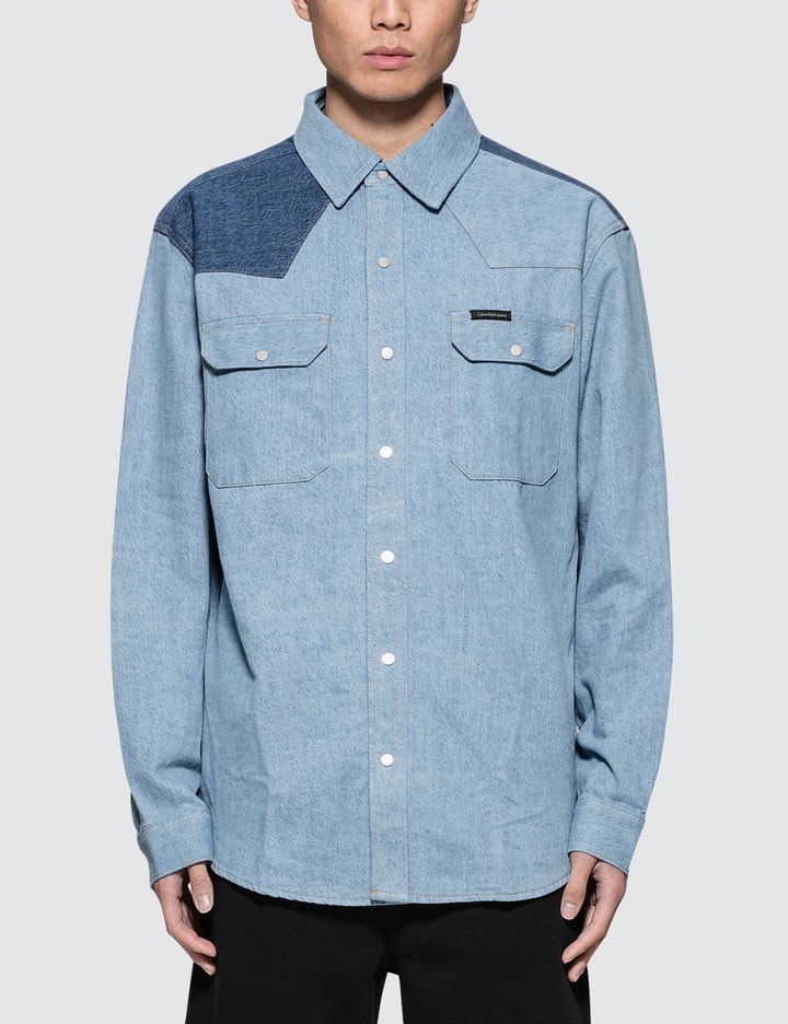drie Notitie handleiding Calvin Klein Jeans - Archive Western Blocked Denim Shirt | HBX - Globally  Curated Fashion and Lifestyle by Hypebeast