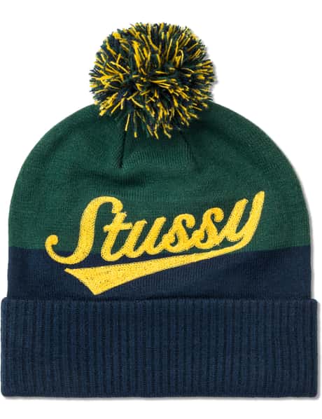 Stüssy Navy Script Pom Beanie HBX Globally Curated Fashion