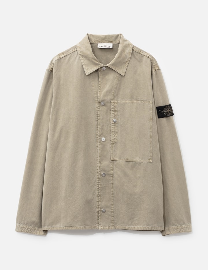 Stone Island Mineral Dyed Panama Cotton Snap-Front Overshirt With Chest Pocket