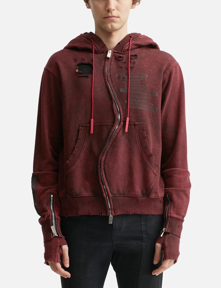 Distressed GC Curved Red Zipper Hoodie Placeholder Image