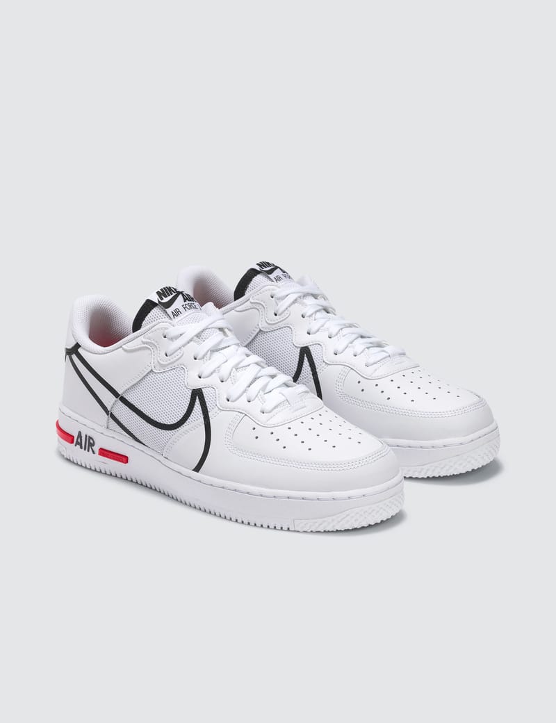 nike air force 1 react black white red
