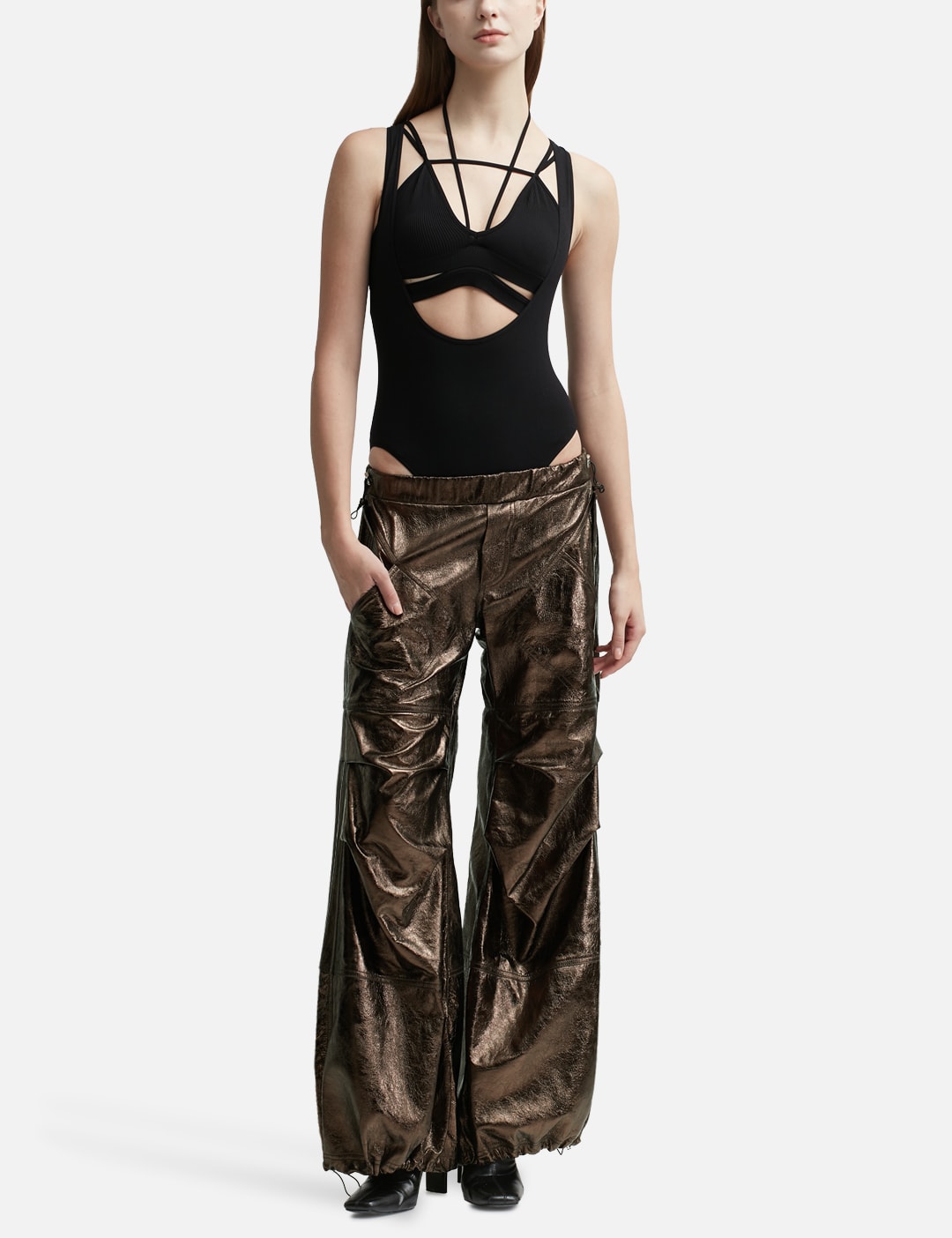 WET LEATHER CARGO PANTS view 12